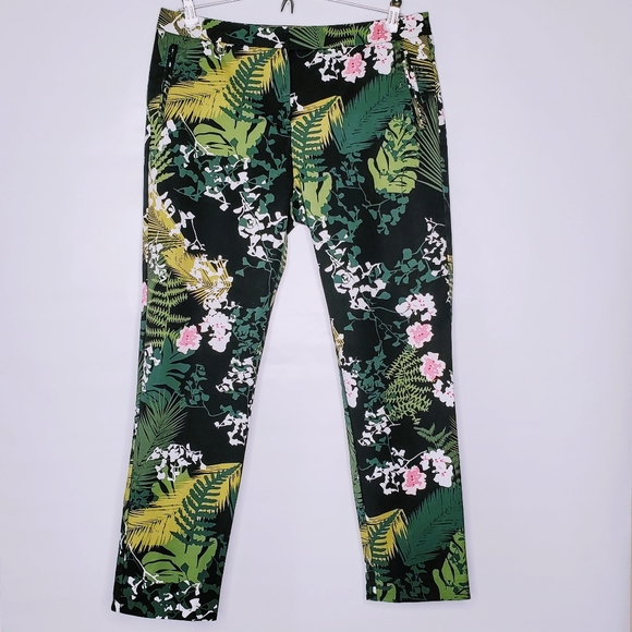 Adrianna Papell | Tropical Cropped Slim Pants 8 - Picture 2 of 8